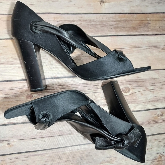 Yves Saint Laurent Rive Gauche black peep toe heels 36.5 - Picture 12 of 16